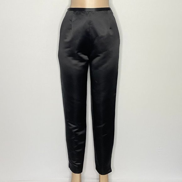 Isabel Ardee Pants Black Satin Straight Leg 10 - Picture 8 of 10